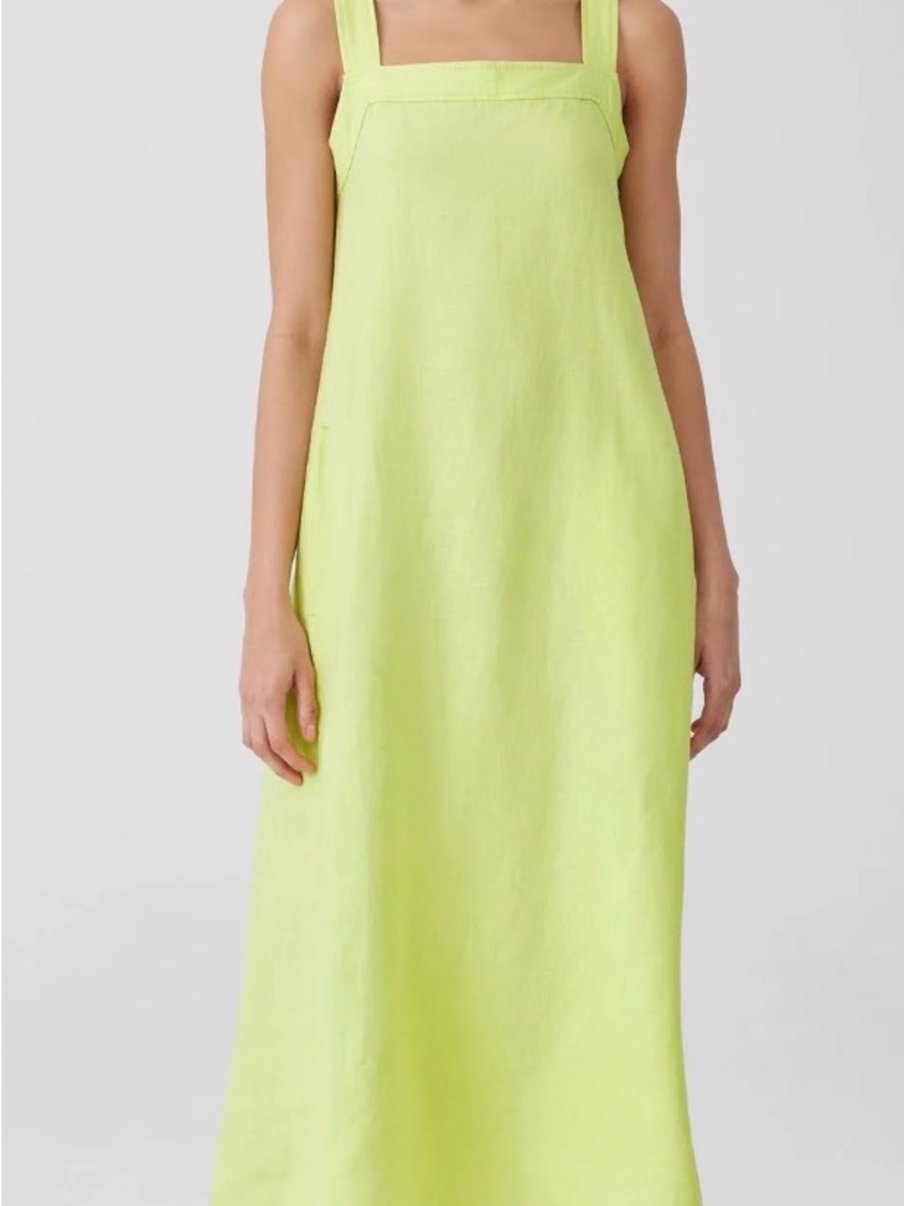 Eileen Fisher Lime Square-Neck Linen Maxi Dress